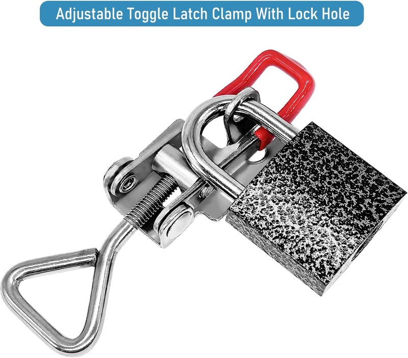 CUKAYO Toggle Latch Clamp 4001 with lockhole, 304 Stainless Steel Adjustable Toggle Latch, Smoker Quick Release Pull Latch, 300Lbs Holding Capacity, 4Pack, with 16pcs Screw - Image 3